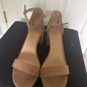 A New Day Tan Heeled Shoes Minimalist Design